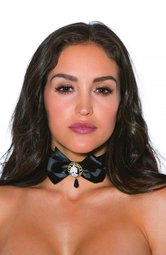 Shirley of Hollywood 970 Choker Ribbon Bow Cameo Black