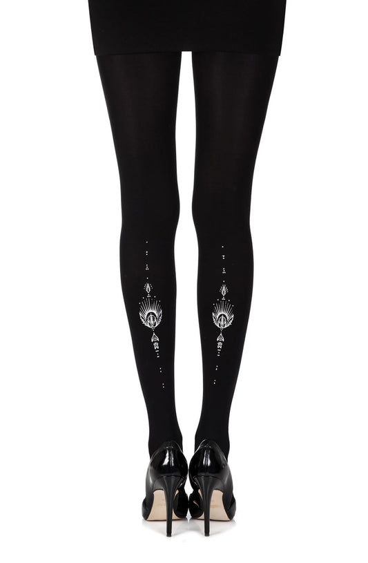 Zohara "Jewel In The Night" Black Print Tights